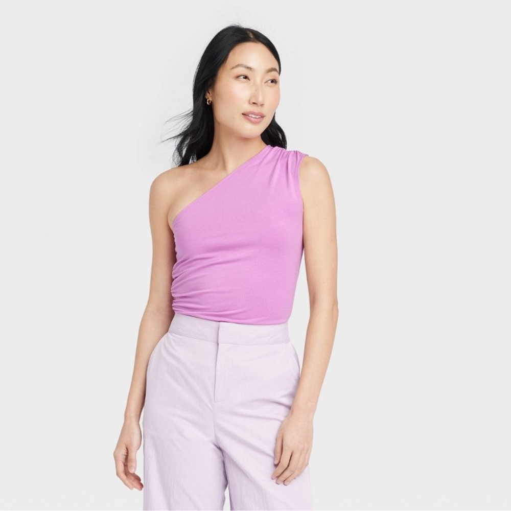 NWT Women's Slim Fit One Shoulder Tank Top - A New Day Violet L